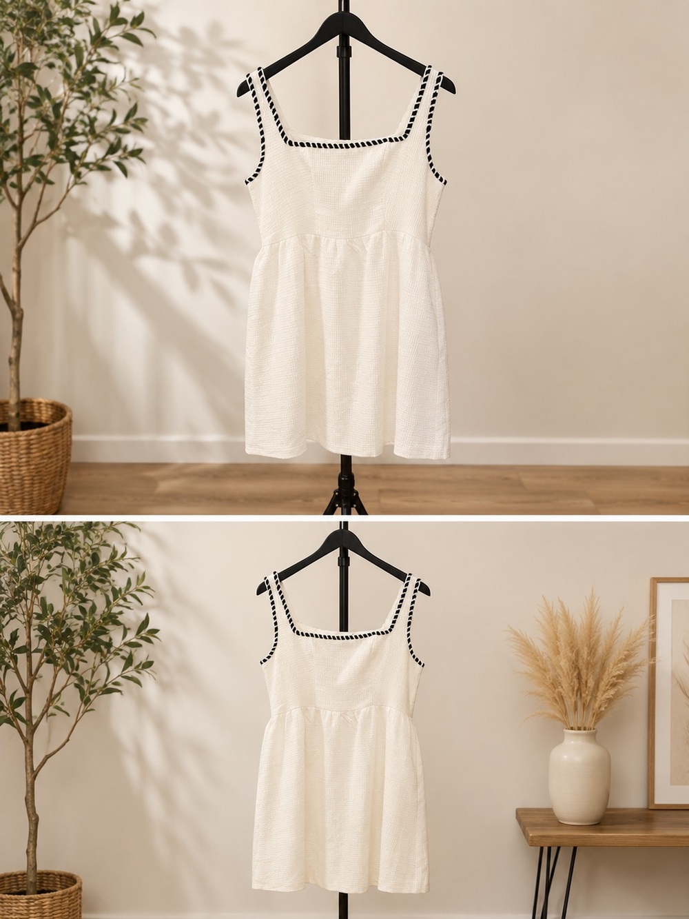 Cider White Textured Sleeveless Dress